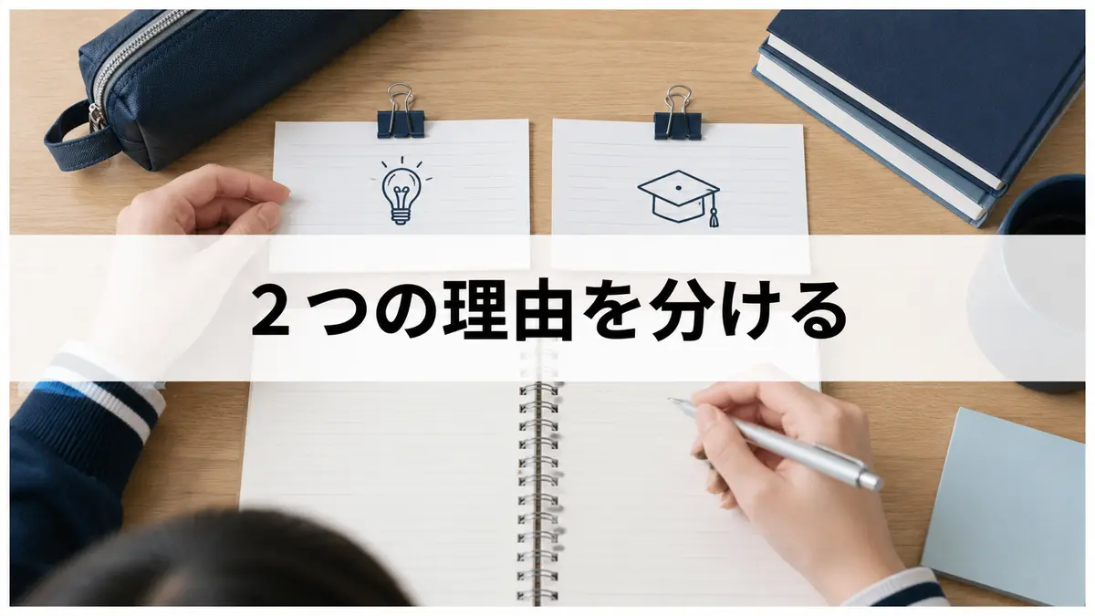 英検ライティングで二つの理由を分けて考える学習机