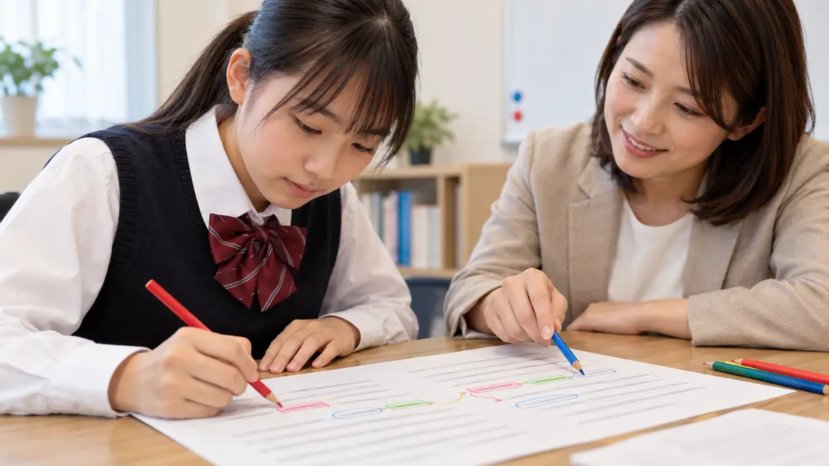 英文を主語・動詞・つなぎ語に分けて読む個別指導