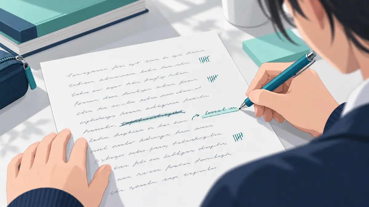 英作文の語数を数えて調整する中学生
