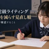 英検準2級ライティングの文法ミスを見直す中学生