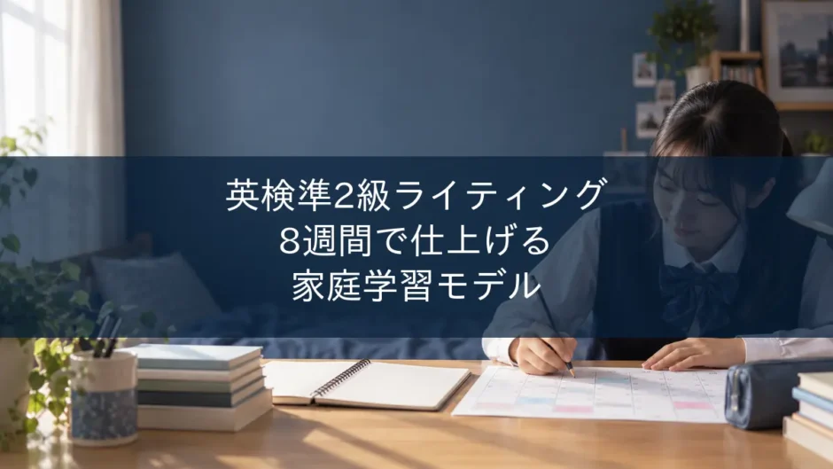 英検準2級ライティングの8週間学習計画を立てる中学生