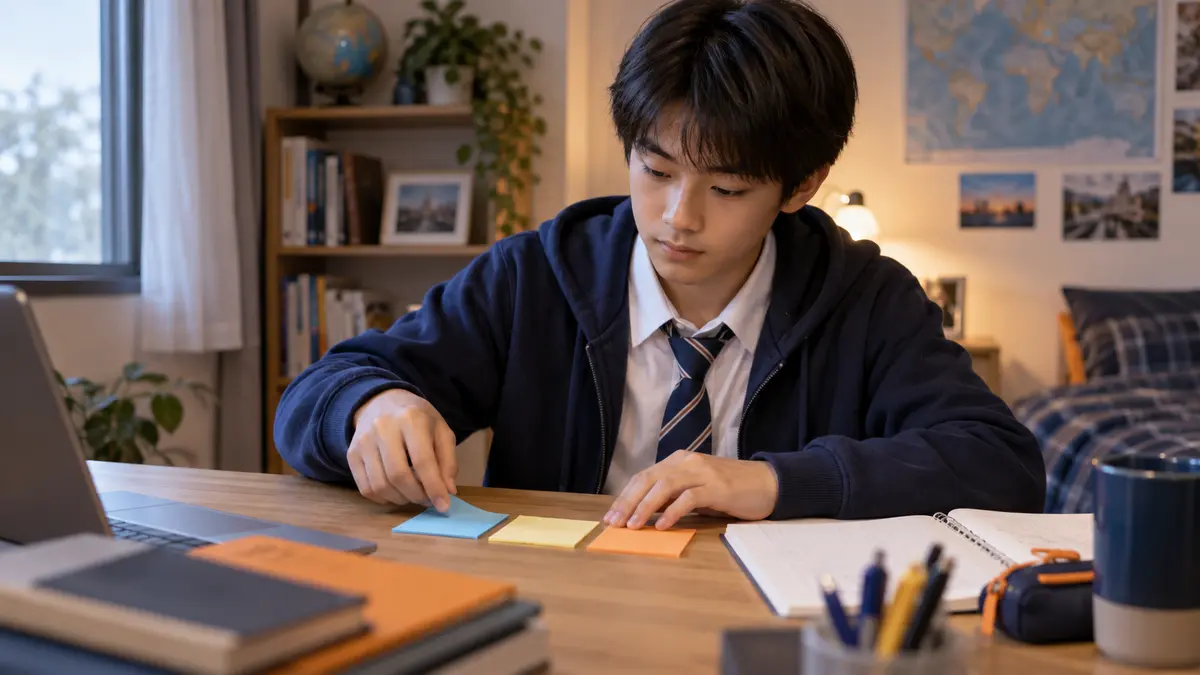 英検準2級Eメールの要素を三つに整理して学ぶ中学生