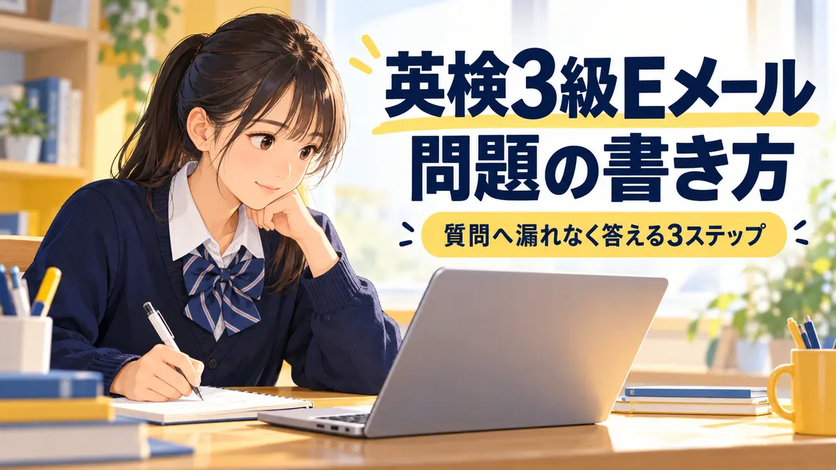 英検3級Eメール問題の書き方|相手の質問へ漏れなく答える3ステップ