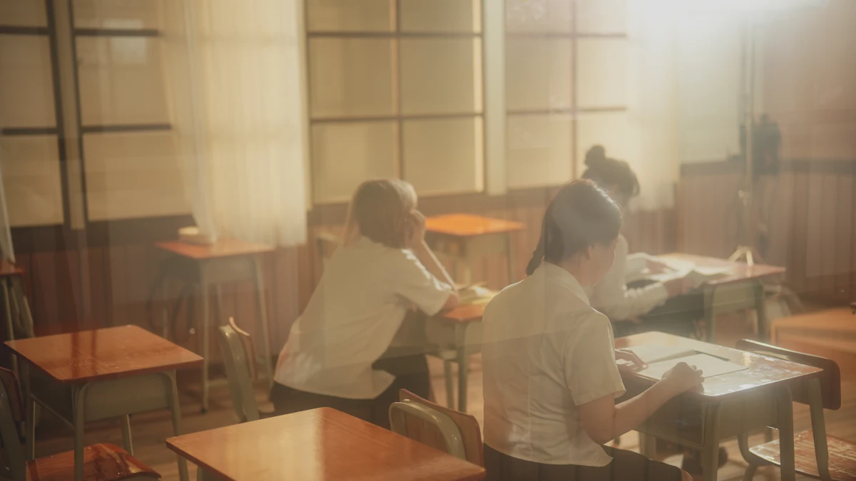 教室で英語学習に取り組む中学生たち