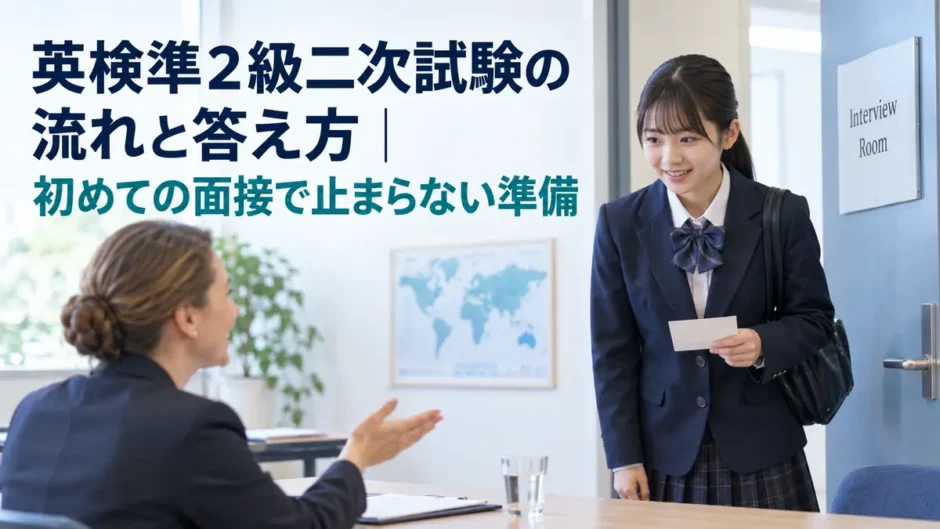 英検準2級二次試験の流れと答え方を学ぶ中学生