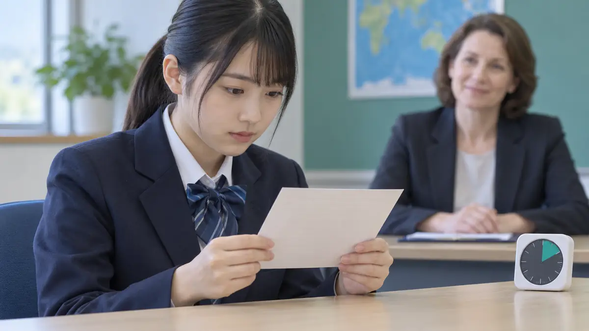 問題カードを20秒で黙読する英検準2級受験者
