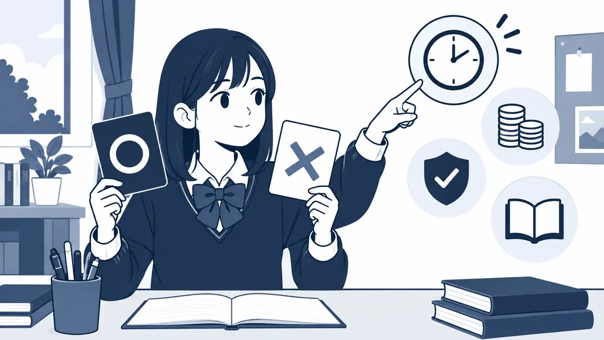 時間や安全など身近な視点から面接の理由を選ぶ生徒