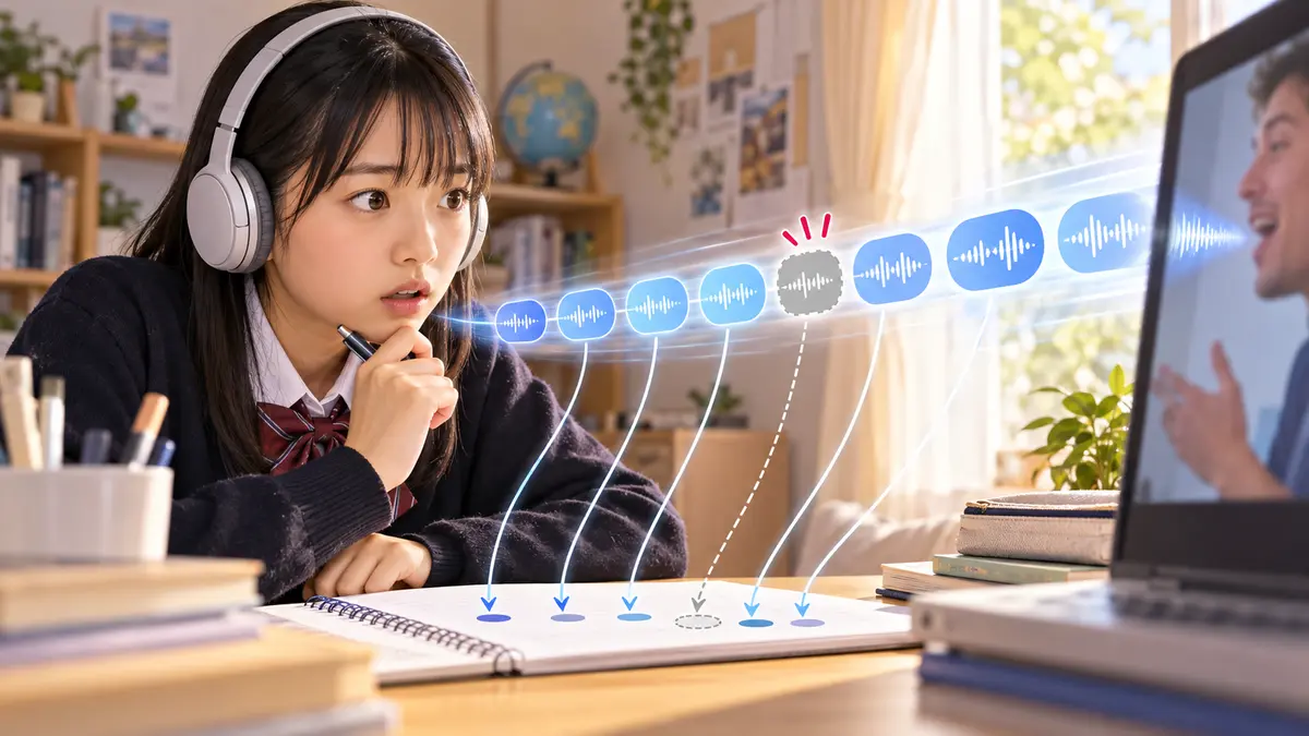 英語の音のかたまりを聞き分ける練習場面