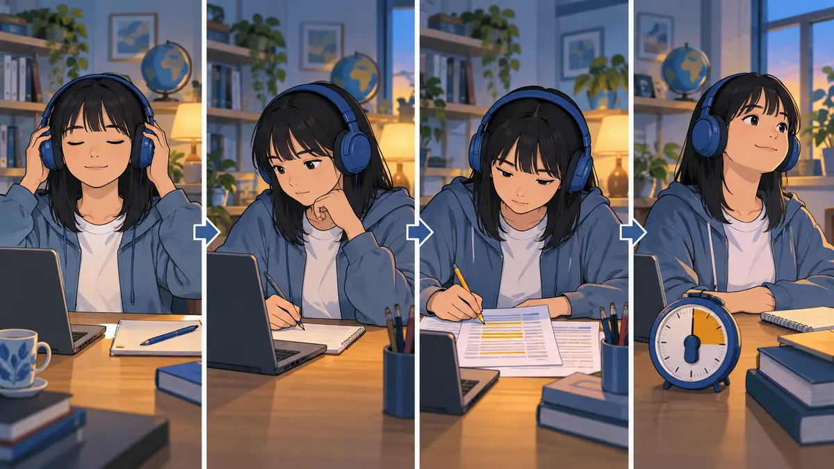 音声と原稿を使った四段階のリスニング練習