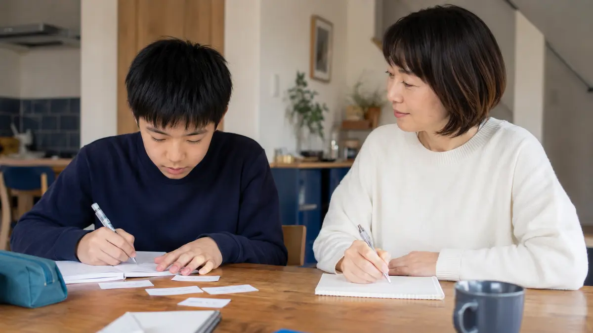 覚えた表現で英文を作り保護者と確認する家庭学習