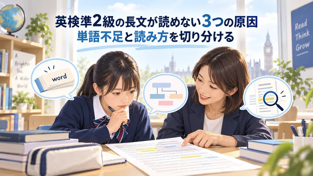 英検準2級の長文が読めない3つの原因|単語不足と読み方を切り分ける