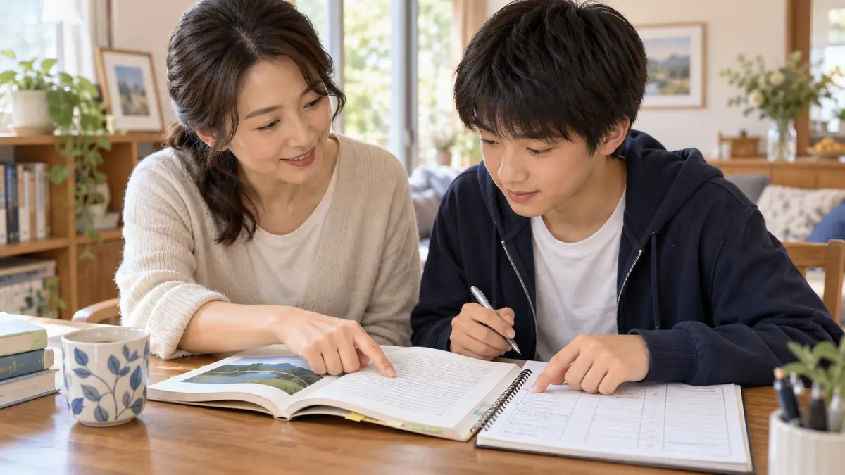 英検長文の復習記録を親子で確認する家庭