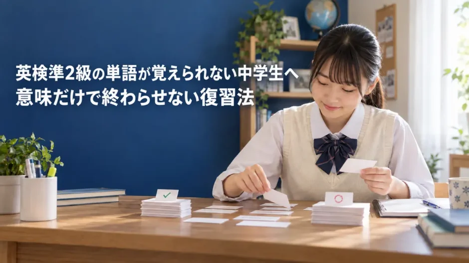 英検準2級の単語を復習する中学生