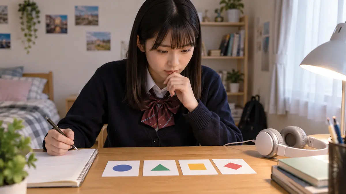 会話問題の選択肢を先読みする高校生