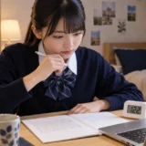 英検準2級プラスの英文要約で語数を確認する生徒