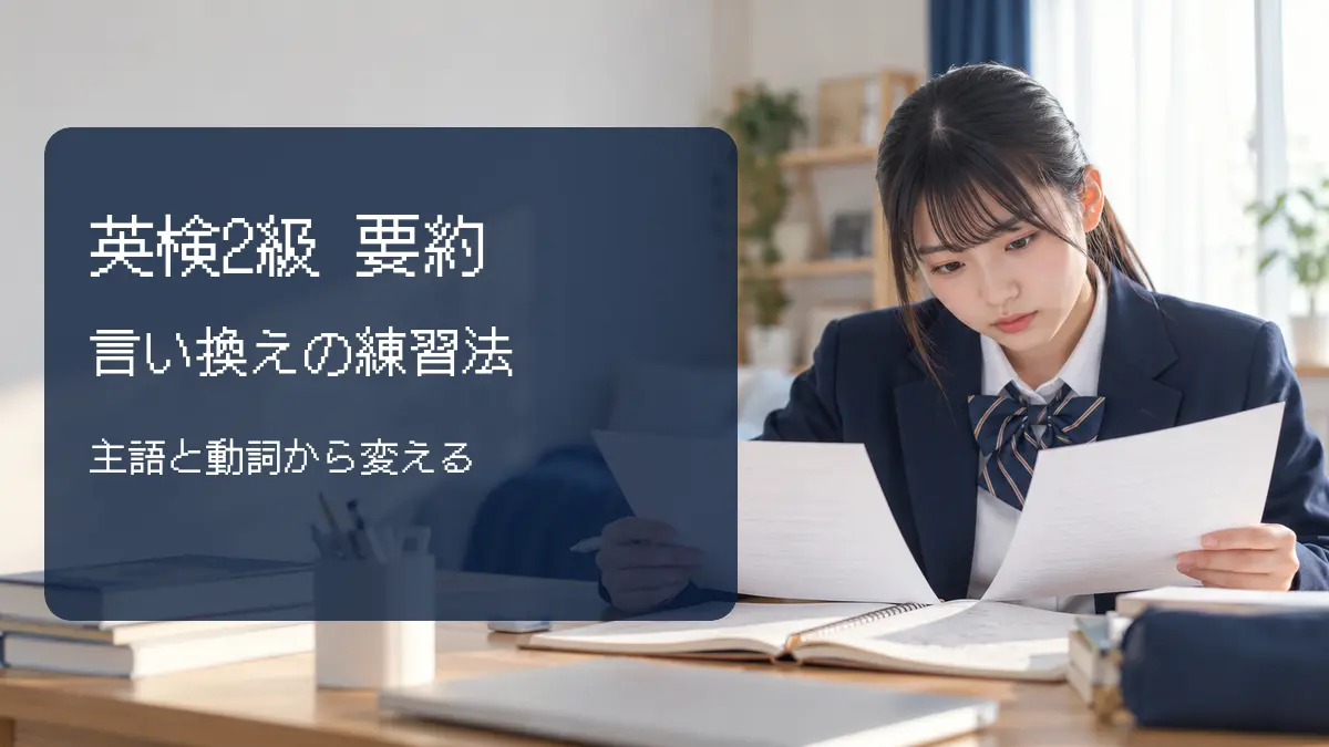 英検2級要約の言い換えができないときの練習法|主語と動詞から変える