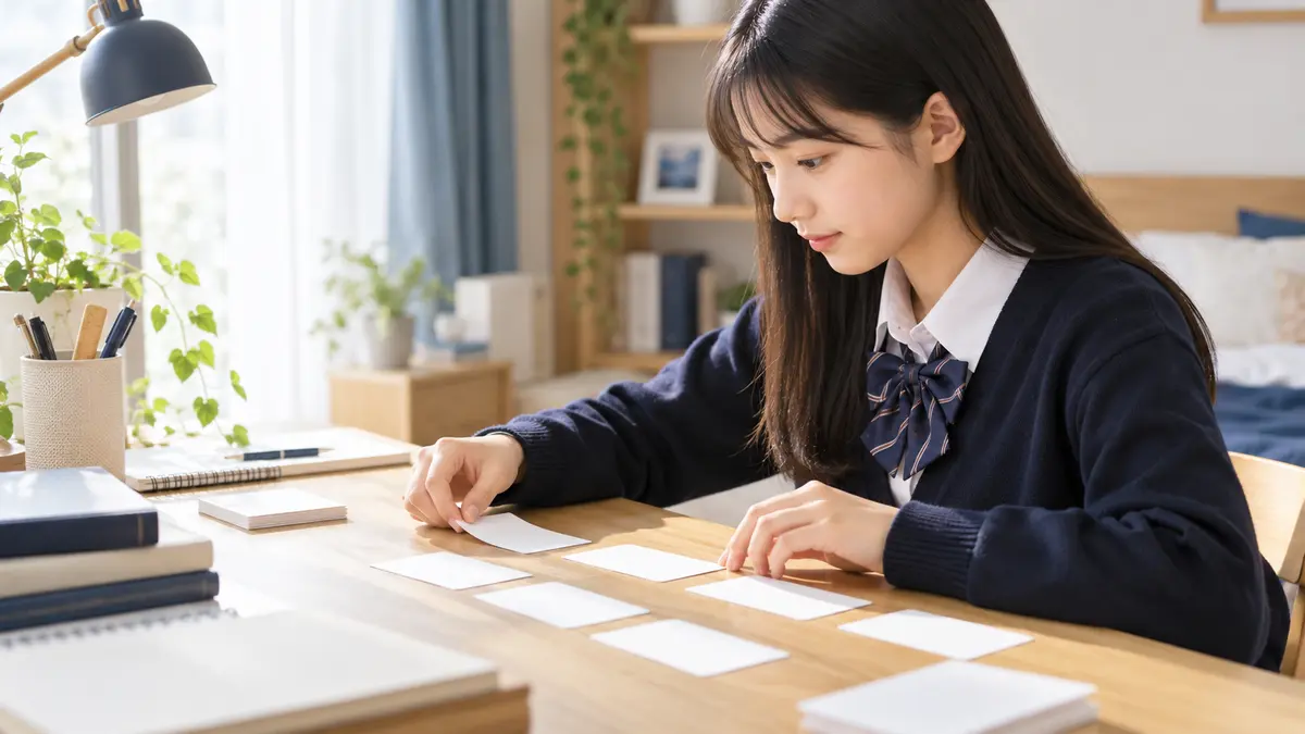 語順カードで英文の骨格を組み替える高校生