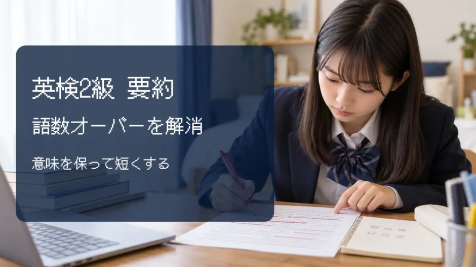英検2級要約の語数オーバーを見直す高校生