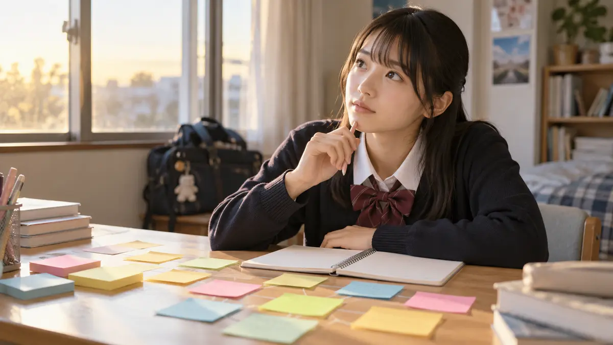 英単語が定着しない原因をノートで整理する高校生