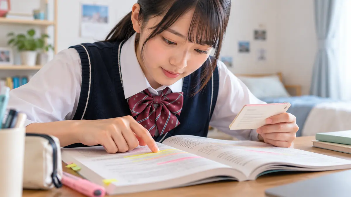英検2級の長文から語句の使い方を読み取る高校生